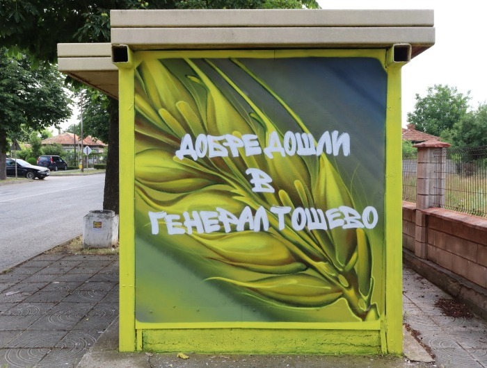 Графити майстор преобразява автобусна спирка и една от фасадите на Медицинския център в града